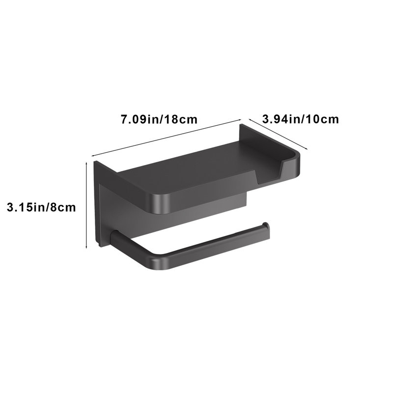 Support de papier hygiénique mural en plastique anti-rouille, Black