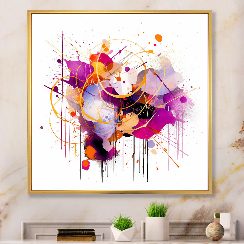 «Mauve et orange», impressions sur toile encadrées, H 24 po x l 24 po x P 1 po, Cadre flottant doré