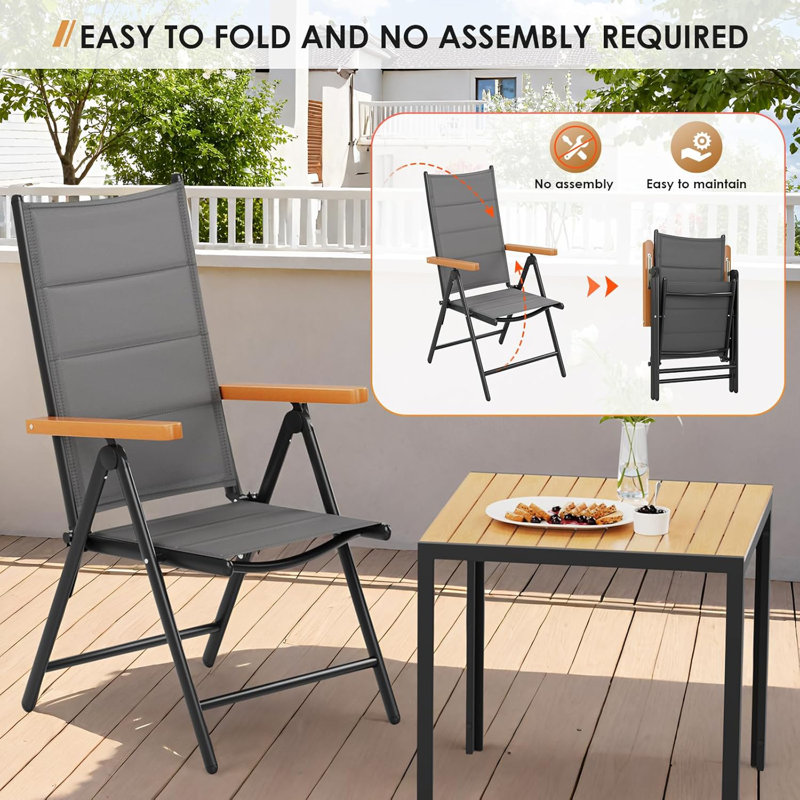 Patio Folding Chair Folding Chair Set, Black