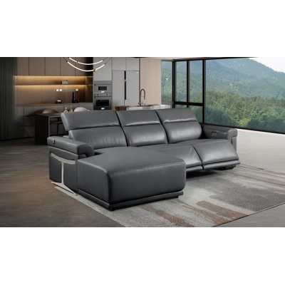 Canapé modulaire 3 pièces en forme de L gris foncé avec 2 fauteuils inclinables et appuis-tête réglables gris foncé