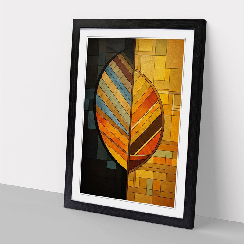 Leaf Constructivism No.3 1 Piece Single Picture Frame Wall Art, 34cm H x 25cm W, Black Framed