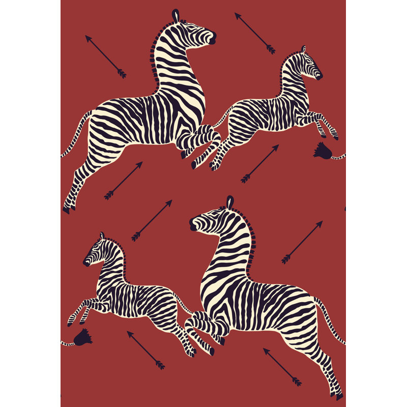 Zèbres | Papier peint | TRIMMED, Rouge Masai