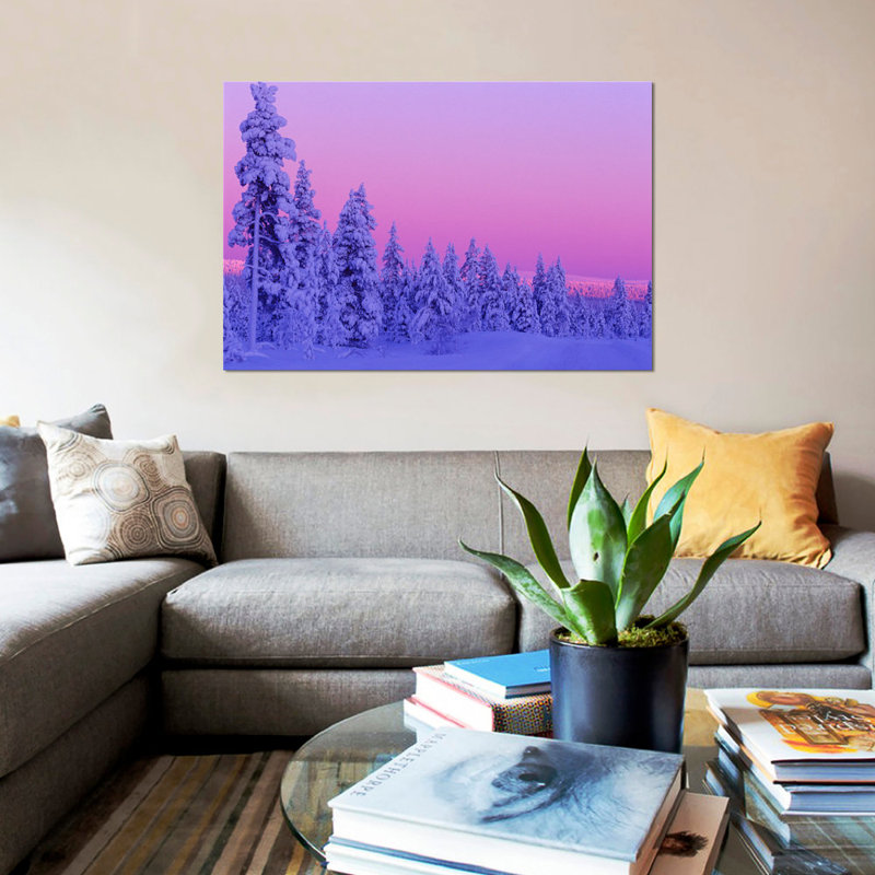 « magique winter coucher, saariselka, lapland, finlande », reproduction d’impression sur toile, H 8 po x l 12 po x P 0,75 po
