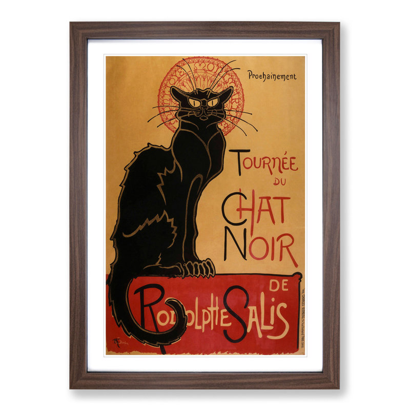 Tournee du Chat Noir Cat Vol.1 by Theophile Steinlen - Picture Frame Graphic Art on MDF, 65cm H x 48cm W x 2cm D, Walnut