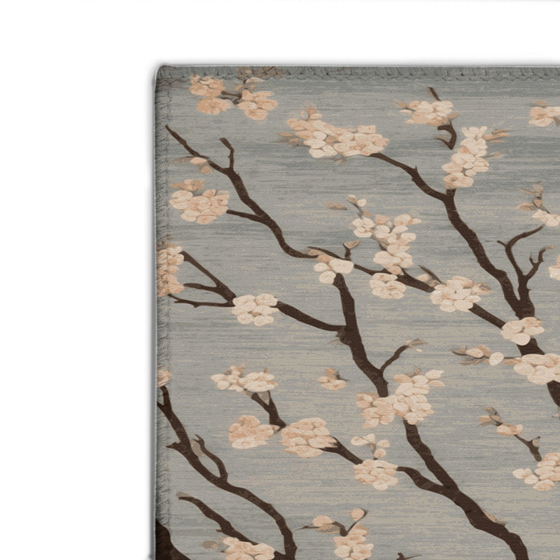 Tapis d'intérieur et d'extérieur gris Botanical, Rectangulaire 2 pi x 3 pi