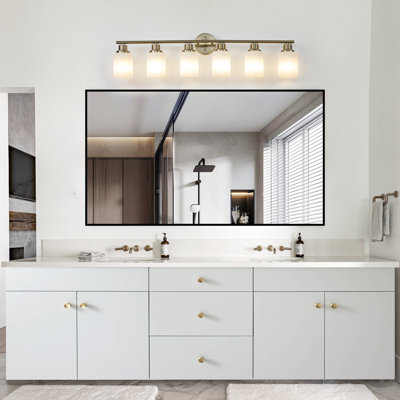Luminaire de salle de bain Golden 6, verre givré, fixation murale moderne pour éclairage de salle de bain, abat-jour en verre, fixation
