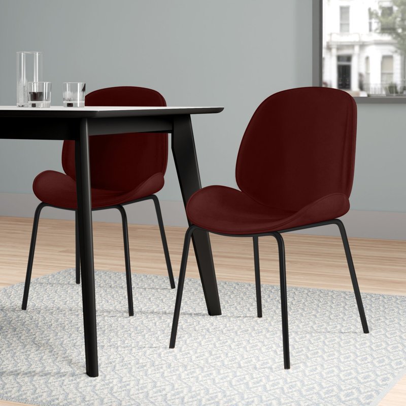 Lawson 58.0cm H Velvet Upholstered Side Chair, Black, Burgundy
