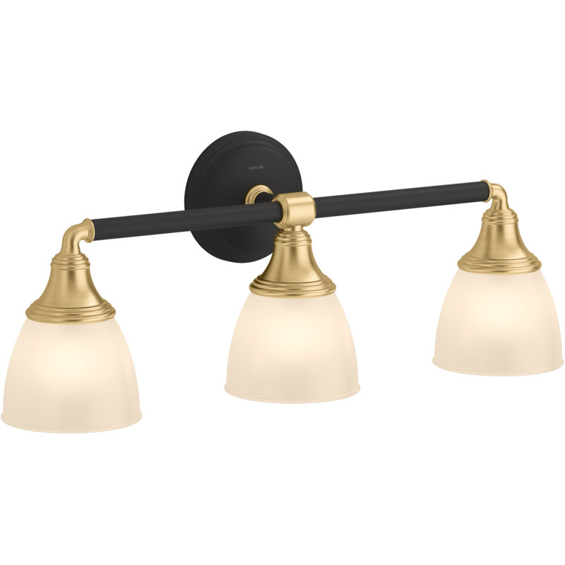 Devonshire 3 Light Indoor Bathroom Vanity Light Fixture, Position Facing Up or Down, UL Listed, Gold/Matte Black