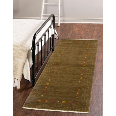 Tapis vert Indo Gabbeh 2 pi 8 po x 7 pi 1 po