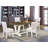 5-Piece Dinette Set Consists of a Distressed Jacobean Kitchen Table and 4 Cream Linen Fabric Padded Chairs with High Back - Wire Brushed Linen White-85692390-130066746-85692385