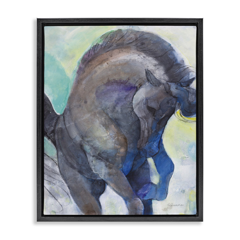 "Royal Splendor Stallion", art mural encadré par Albena Hristova, Noir, H 21 po x l 17 po