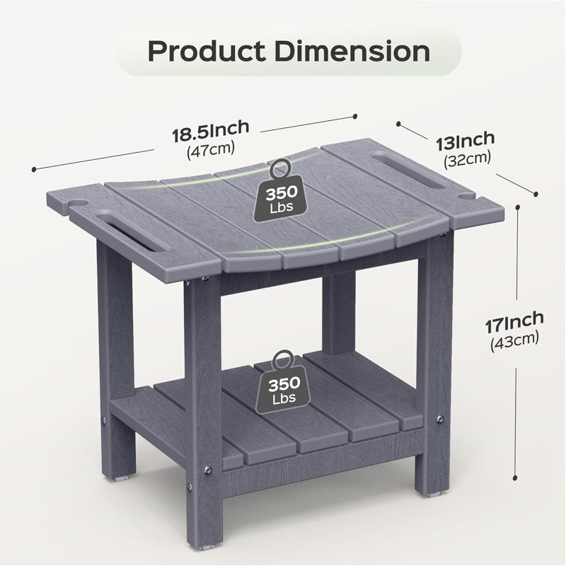 18.7" Shower Stool with Shower Head Holder, 350lbs Shower Seat with Storage Shelf