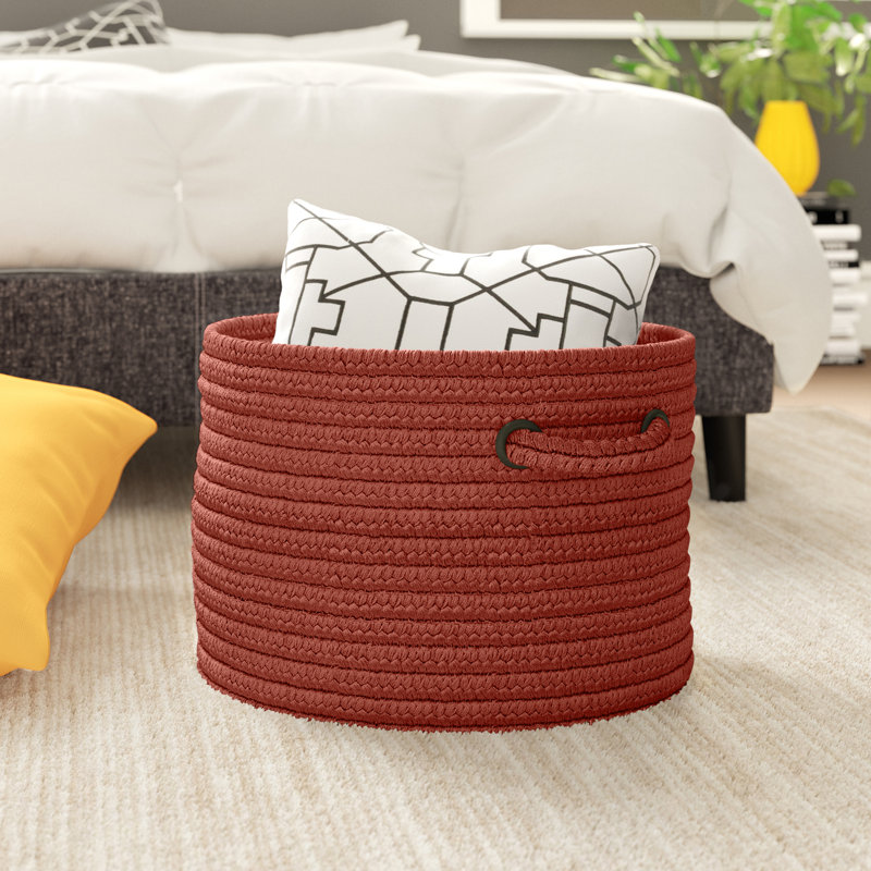 Panier de rangement tressé intérieur / extérieur, H 10 po x l 14 po x P 14 po, Terra Cotta