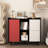 Modern Coffee Bar Cabinet With Black Base And Red Doors For Dining Area Sideboard Buffet Body Kitchen, Room-1206632239