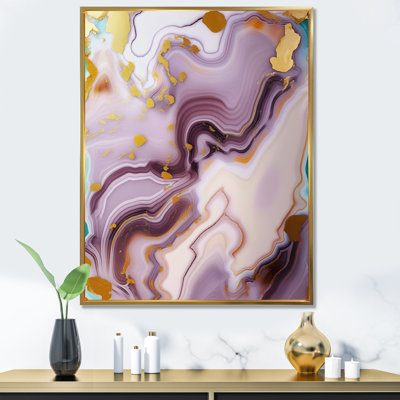 Abstractions dorées et mauves sur toile