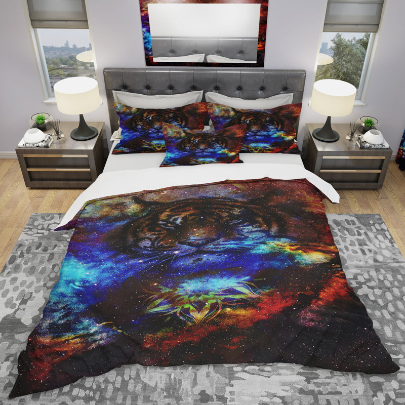 Ensemble de housse de couette éclectique en microfibre noire, Housse de couette double / grand + 2 taies