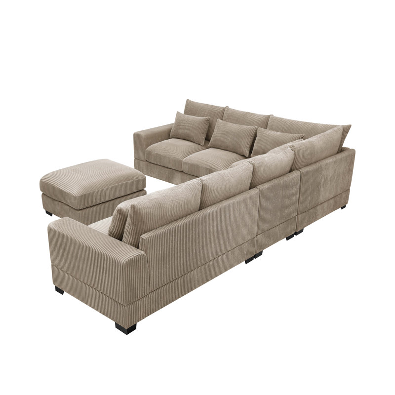Laguna Modular Corduroy Sectional, Brown Corduroy