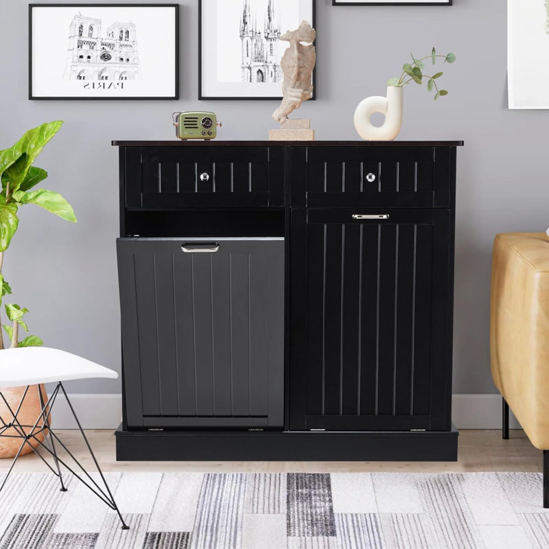 Double poubelle 20 gallons, Noir / brun