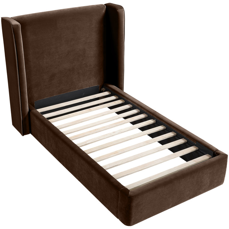 Lit tapissier Kendall Wanaque, Simple, Velours brun