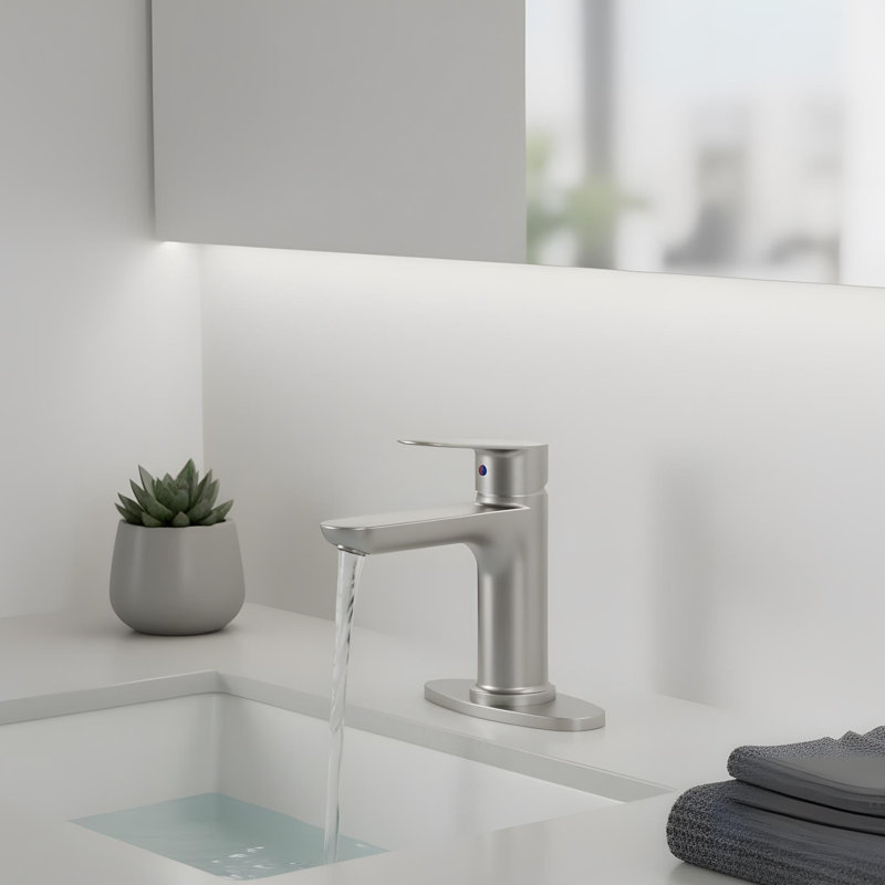 Modern Bathroom Sink Faucet with Single Handle, Brushed Nickel