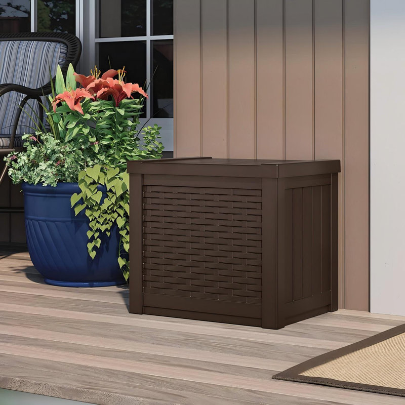 22 Gallon Resin Outdoor Storage Box, Flat Top Deck Bench With Cushion, Patio Storage Chest For Garden Tools, Perfect For Porch, Deck, Poolside & Garden