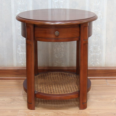 Solid Wood End Table with Built-In Outlets