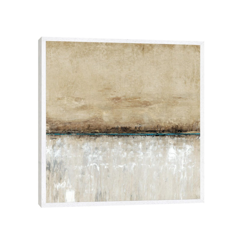 Blue Line I by Tim O'Toole - Painting on Canvas, 45.72 cm H x 45.72 cm W, White Floater Framed