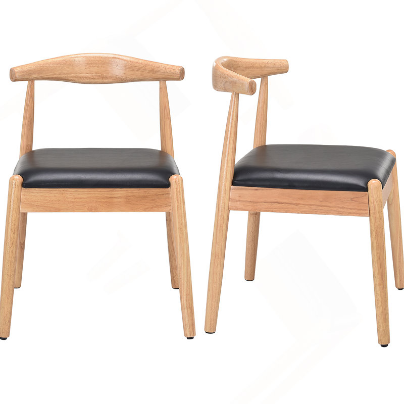 Weave Dining Chairs Set of 2, Mid-Century Modern Kitchen Chair with Solid Oak Frame & Handwoven Seat for Living Dining Room