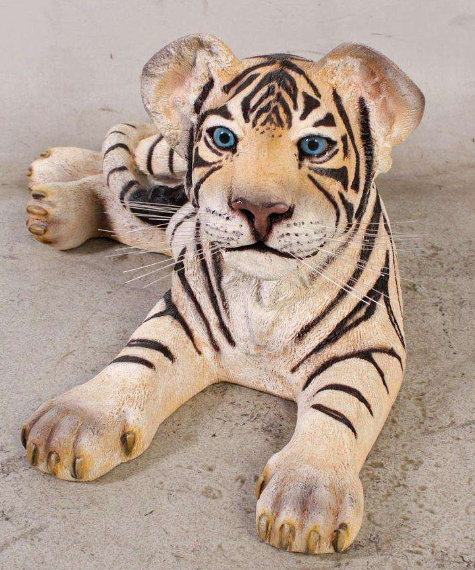 Sazi Laying Siberian Tiger Cub Life Size Statue Bungalow Rose