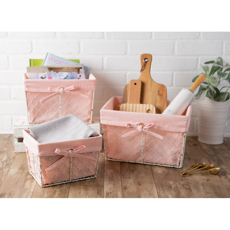Ensemble de paniers en tissu 3 pièces Colgate, Rosé antique