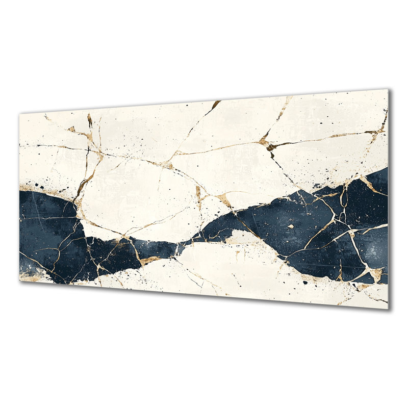 White Luxury Of Abstract Marble I - Modern Metal Wall Decor, Marble Wall Decor Metal Print, 28" H x 60" W x 0.84" D
