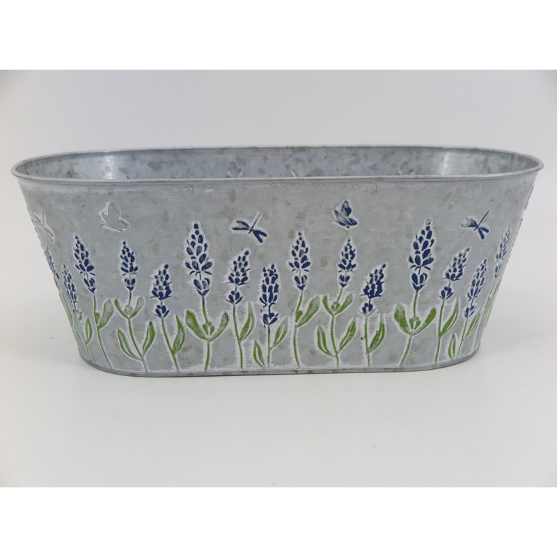 Lavender Garden Metal Planter, 5.2" H x 13.75" W x 7" D