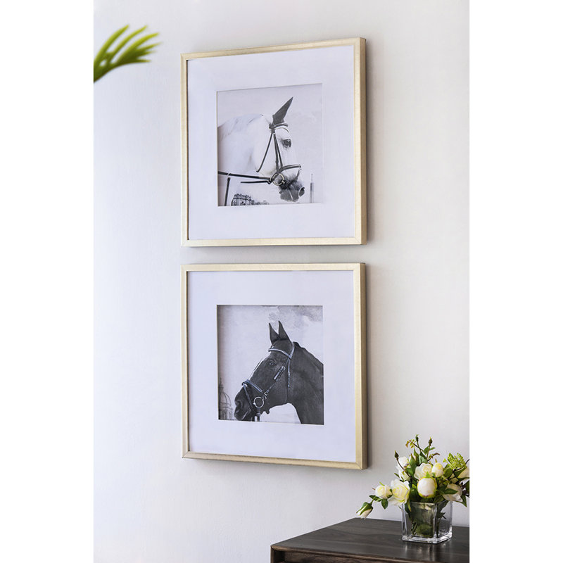 Décoration murale cheval 22 x 22 pouces, de 2, or et blanc, décorations modernes