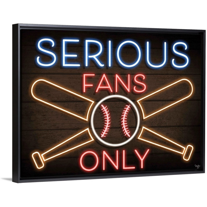 «Neon Baseball Fans» par Mollie B., reproduction sur toile encadrée, H 20 po x l 26 po x P 1,75 po, Cadre noir