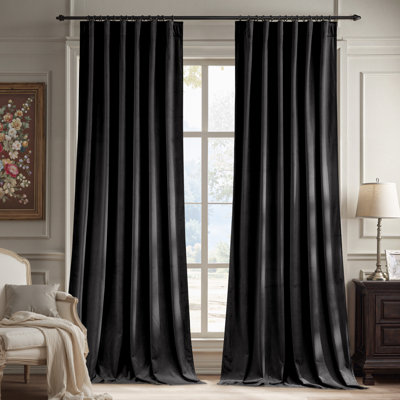 Kiyarra Velvet Curtains Thermal Insulated Energy Efficiency Privacy Curtains Blackout Rod Pocket Drapes, 2 Panels