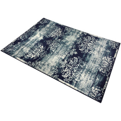 Distressed Damask Design Area Rugs
