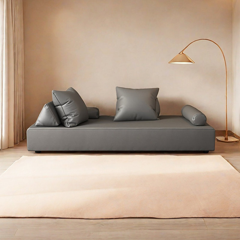 Chaise longue intérieure confortable, siège large, Gris, Accoudoir à gauche (vu de face)