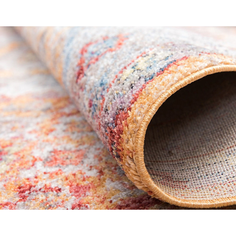 Tapis à motif oriental coquelicot Kingston, Tapis de couloir 2 pi 7 po x 8 pi 2 po