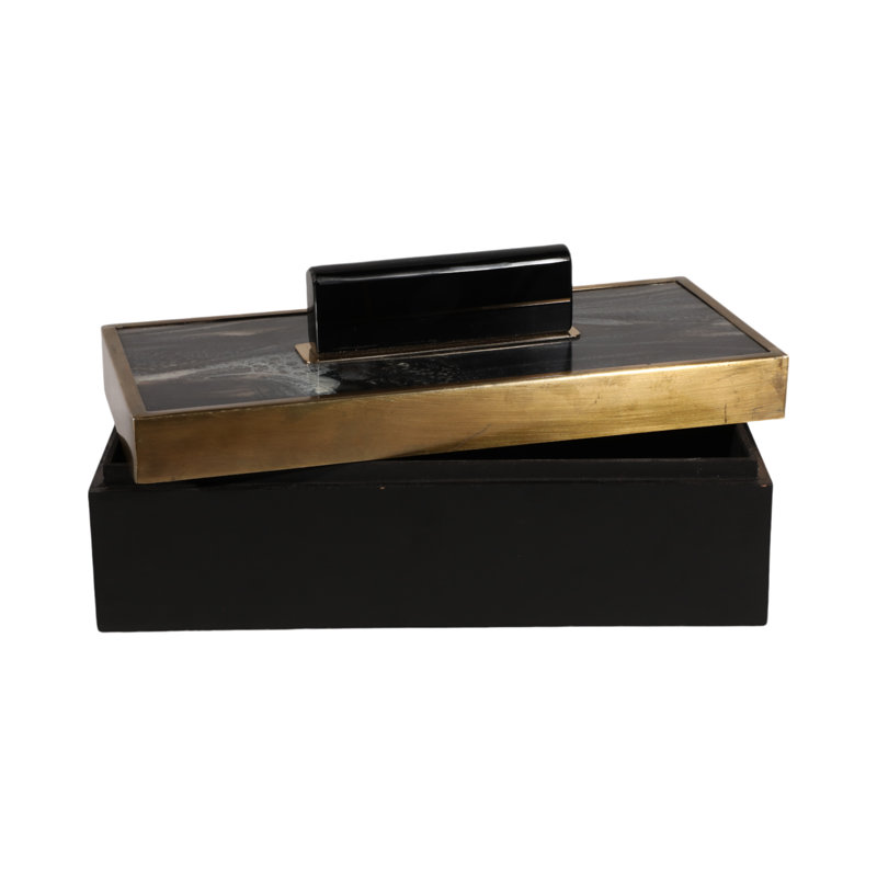 Boîte décorative faite à la main H 7 "avec couvercle amovible Goldina
