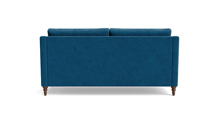 Vera Loveseat (70"), Performance Velvet - Denim, Walnut Finish (Turned)