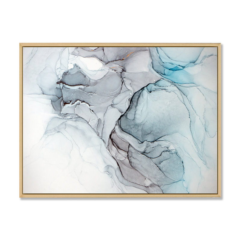 Luxry Blue and Grey Marble Art Ripples IV - Art mural moderne sur toile, H 16 po x l 32 po x P 1 po