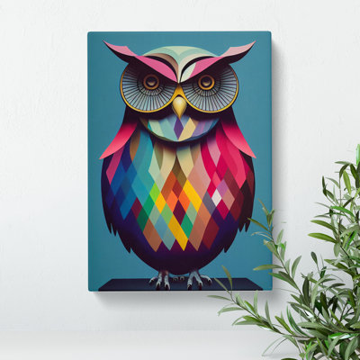 Geometric Owl No.5 Abstract - Wrapped Canvas Print
