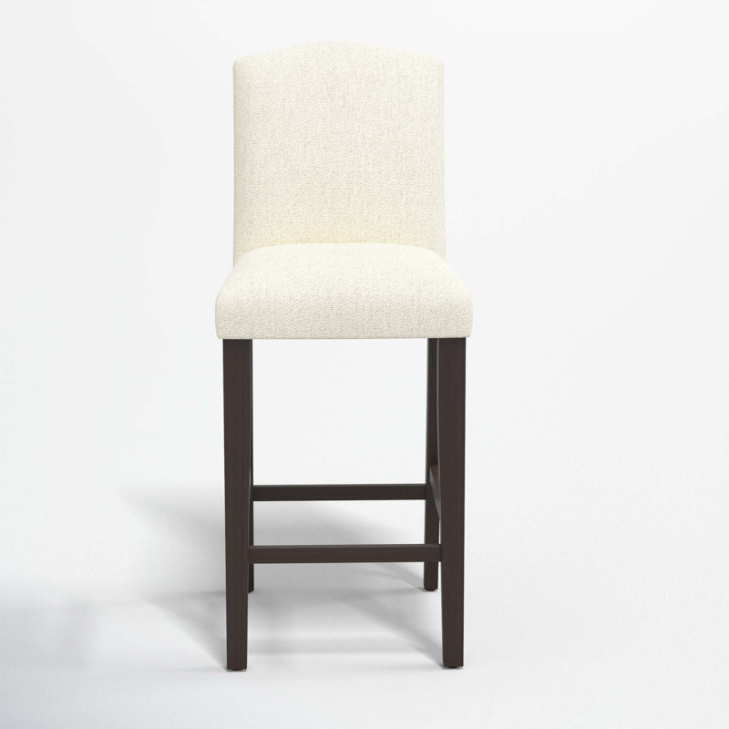 Tabouret de bar et de comptoir April, Tabouret de comptoir (siège d'une hauteur de 26 p, Lin classique talc, Espresso
