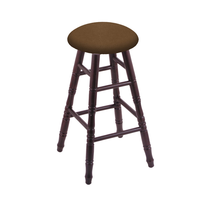 Swivel Upholsetered 36" Bar Stool, Dark Cherry Oak, Rein Thatch, Counter Stool (24” Seat Height)