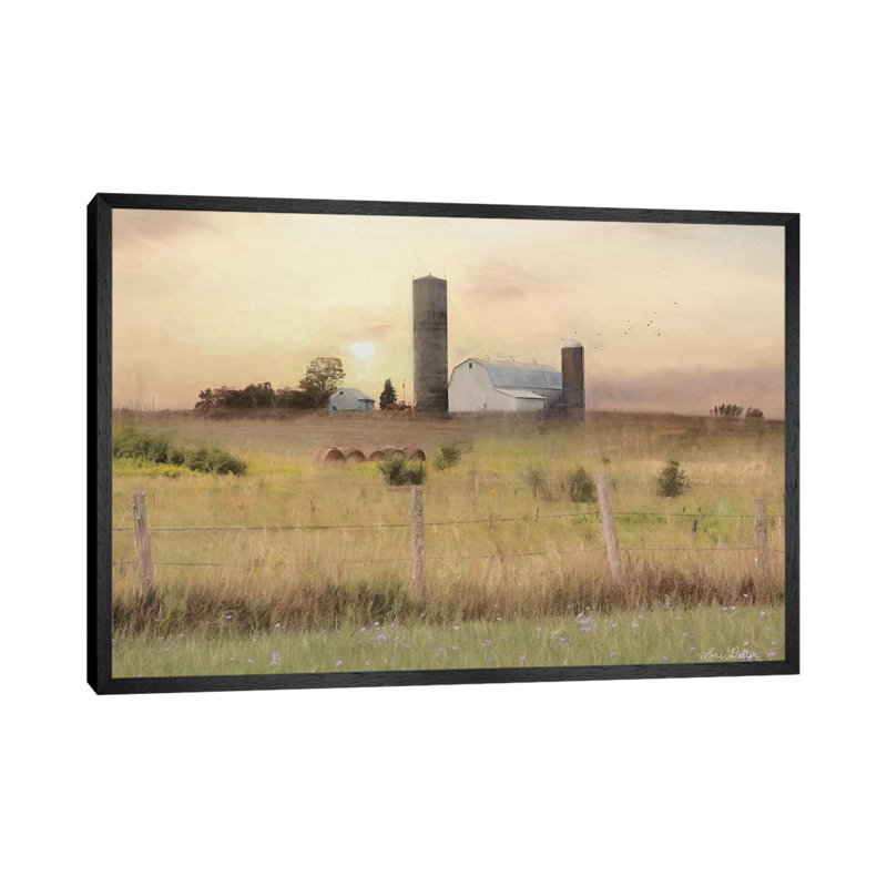 Sunset at the Dexter Farm 1 Piece Wall Art on Canvas, 45.72cm H x 66.04cm W x 3.81cm D, Black Framed