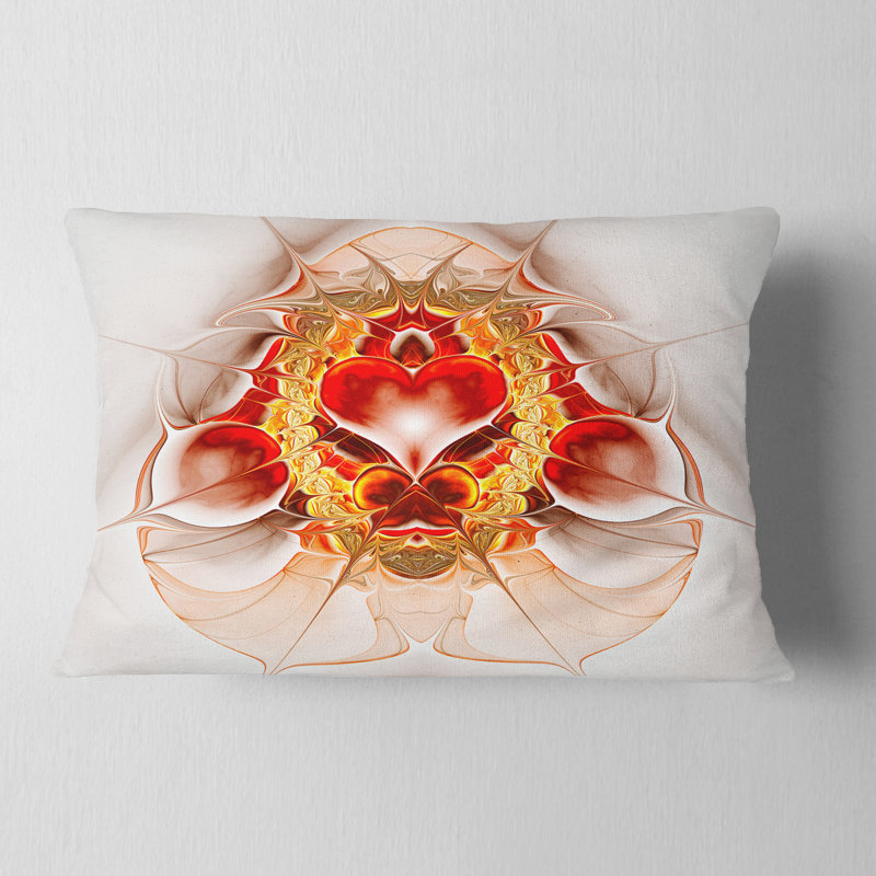 Grand coussin abstrait abstrait symétrique, 12 po x 20 po, Orange, Rectangulaire