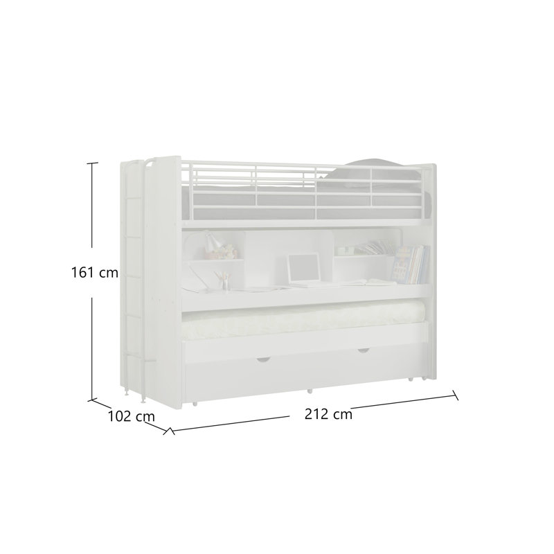 European Single (90 X 200 Cm) High Sleepers with Storage Included with Trundle Included, Orange