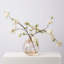 Lifelike Wild Cherry Blossom White Blooms in Large Amber Ball Vase Large Everyday Faux Floral Water Illusion Arrangement
