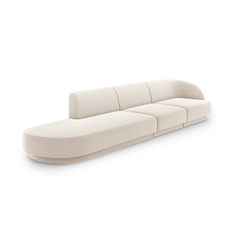 Menko 4 Seater Velvet Sofa, Light Beige , Velvet