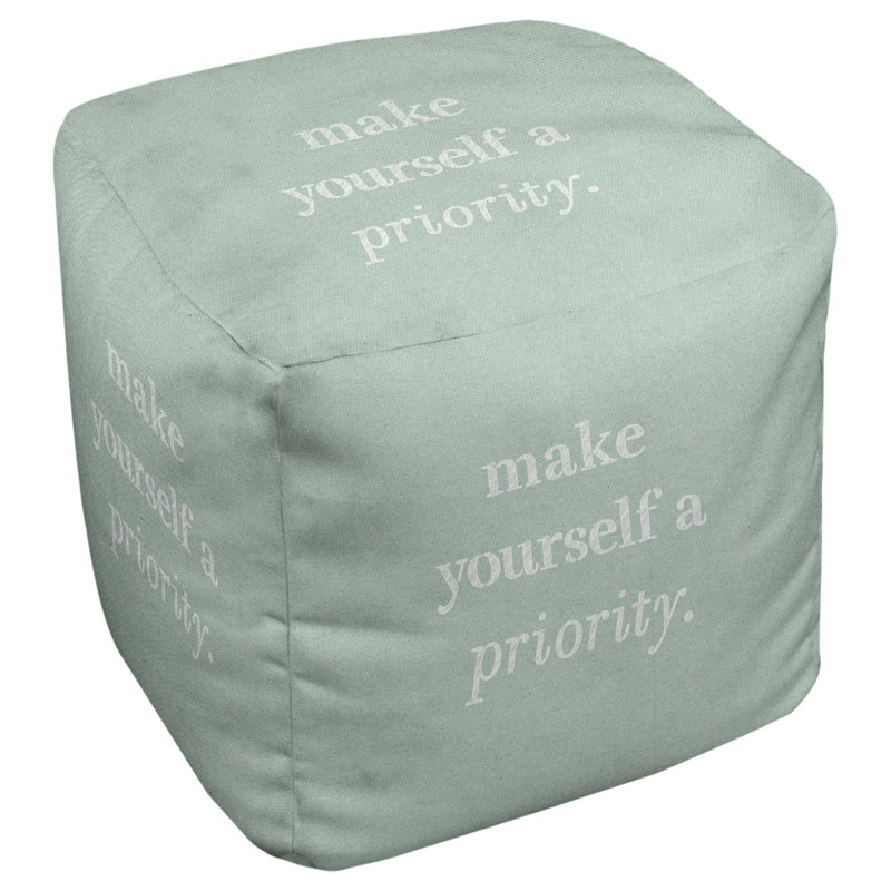 Upholstered Ottoman, Green/White